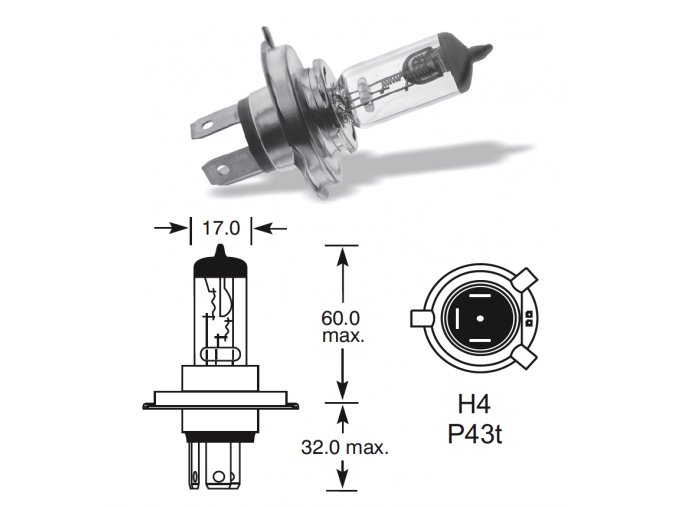 Osram 12V H4 60-55W P43T