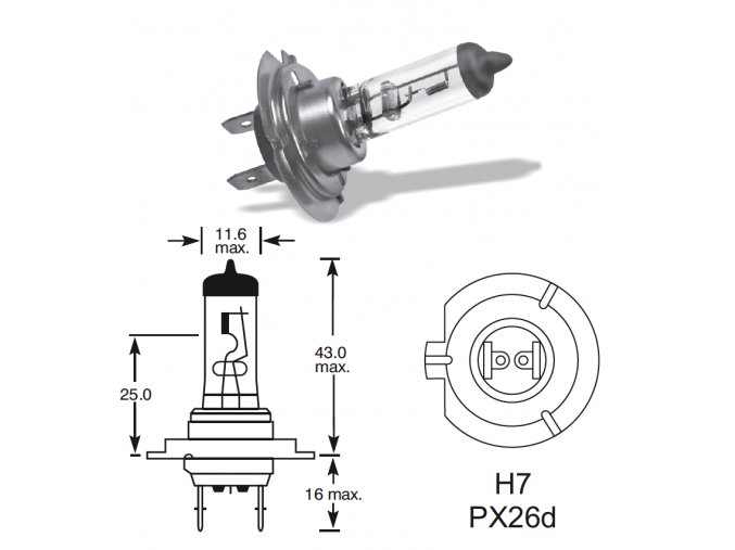 12V H7 55W PX26D Osram 1ks