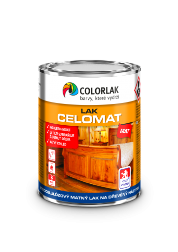 Colorlak CELOMAT C1038 nitrocelulózový lak na dřevěný nábytek 0,75L matný