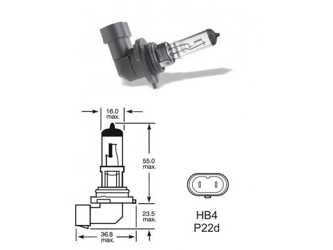 12V HB4 80W P22D 1ks