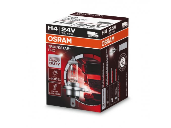 Osram 24V H4 75-70W P43T TRUCKSTAR PRO +100%