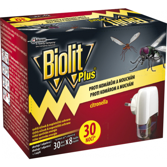 Biolit Plus Elektrický odpařovač s vůní citronelly proti komárům, mouchám 30nocí