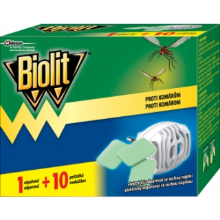 Biolit elektrický odpařovač se suchou náplní, odpuzovač hmyzu, 1 + 10 ks