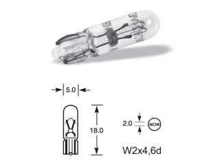 12V 1,2W CELOSKLO W2 X 4,6D, MODRÁ 10ks