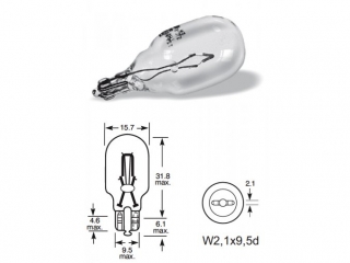 12V 16W CELOSKLO W2,1 X 9,5D 10ks