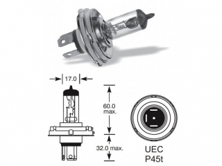 12V H4 60-55W ASYMETRICKÁ P45T 1ks